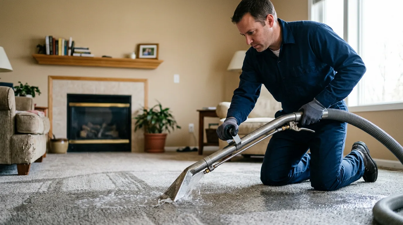 Water damage restoration technician working near Oak Park, MN